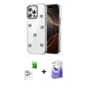 MARSİLYAN™- iPhone 16 Pro Max Kılıf Yörünge Form - Siyah Bilvis 5in1 5D Magic Hayalet Cam Ekran Koruyucu + Raze Metal Kamera Lens - BZ