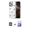 MARSİLYAN™- iPhone 16 Pro Max Kılıf Yörünge Form - Siyah Bilvis 5in1 5D Magic Hayalet Cam Ekran Koruyucu + PVD Metal Kamera Lens - SH