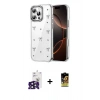 MARSİLYAN™- iPhone 16 Pro Max Kılıf Yörünge Form - Siyah Buffer Cam Ekran Koruyucu + Bilvis Titan Kamera Lens - SH