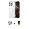 MARSİLYAN™- iPhone 16 Pro Max Kılıf Yörünge Form - Siyah Buffer Cam Ekran Koruyucu + Pers Alüminyum Kamera Lens - GS