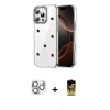 MARSİLYAN™- iPhone 16 Pro Max Kılıf Yörünge Form - Siyah Buffer Cam Ekran Koruyucu + Pers Alüminyum Kamera Lens - GS