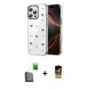 MARSİLYAN™- iPhone 16 Pro Max Kılıf Yörünge Form - Siyah Buffer Cam Ekran Koruyucu + Raze Metal Kamera Lens - SH