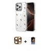 MARSİLYAN™- iPhone 16 Pro Max Kılıf Yörünge Form - Siyah Buffer Hayalet Cam Ekran Koruyucu + Çöl Titanyum Pers Alüminyum Kamera Lens