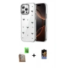 MARSİLYAN™- iPhone 16 Pro Max Kılıf Yörünge Form - Siyah Buffer Hayalet Cam Ekran Koruyucu + Çöl Titanyum Raze Metal Kamera Lens
