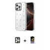 MARSİLYAN™- iPhone 16 Pro Max Kılıf Yörünge Form - Siyah Buffer Hayalet Cam Ekran Koruyucu + PVD Metal Kamera Lens - GD