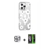 MARSİLYAN™- iPhone 16 Pro Max Kılıf Yörünge Işık Prime - Şeffaf 360 Full Body Arka Koruyucu + Pers Alüminyum Kamera Lens - GI