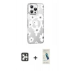 MARSİLYAN™- iPhone 16 Pro Max Kılıf Yörünge Işık Prime - Şeffaf Pasifik Cam Ekran Koruyucu + PVD Metal Kamera Lens - GS