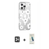MARSİLYAN™- iPhone 16 Pro Max Kılıf Yörünge Işık Prime - Şeffaf Pasifik Cam Ekran Koruyucu + PVD Metal Kamera Lens - SH