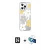 MARSİLYAN™- iPhone 16 Pro Max Kılıf Yörünge Işık Prime - Siyah 3D Antistatik Cam Ekran Koruyucu + PVD Metal Kamera Lens - SH