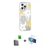 MARSİLYAN™- iPhone 16 Pro Max Kılıf Yörünge Işık Prime - Siyah 3D Antistatik Cam Ekran Koruyucu + Raze Metal Kamera Lens - SH