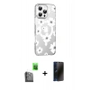 MARSİLYAN™- iPhone 16 Pro Max Kılıf Yörünge Işık Prime - Siyah 3D Antistatik Hayalet Cam Ekran Koruyucu + Raze Metal Kamera Lens - SH