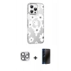MARSİLYAN™- iPhone 16 Pro Max Kılıf Yörünge Işık Prime - Siyah 3D Antistatik Hayalet Cam Ekran Koruyucu + Pers Alüminyum Kamera Lens - GI