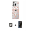 MARSİLYAN™- iPhone 16 Pro Max Kılıf Yörünge Işık Prime - Siyah 3D Antistatik Hayalet Cam Ekran Koruyucu + PVD Metal Kamera Lens - GD