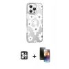 MARSİLYAN™- iPhone 16 Pro Max Kılıf Yörünge Işık Prime - Siyah 3D Antistatik Mat Seramik Nano Ekran Koruyucu + Gümüş PVD Metal Kamera Lens