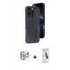 MARSİLYAN™- iPhone 16 Pro Max Kılıf Yörünge Işık Serisi - Şeffaf Pasifik Cam Ekran Koruyucu + Pers Alüminyum Kamera Lens - GS