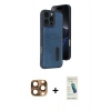 MARSİLYAN™- iPhone 16 Pro Max Kılıf Yörünge Işık Serisi - Şeffaf Pasifik Cam Ekran Koruyucu + Pers Alüminyum Kamera Lens - CLTM