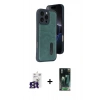MARSİLYAN™- iPhone 16 Pro Max Kılıf Yörünge Işık Serisi - Siyah 360 Mat Full Body Arka Koruyucu + Bilvis Titan Kamera Lens - TMGI