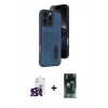 MARSİLYAN™- iPhone 16 Pro Max Kılıf Yörünge Işık Serisi - Siyah 360 Mat Full Body Arka Koruyucu + Bilvis Titan Kamera Lens - SH