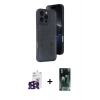 MARSİLYAN™- iPhone 16 Pro Max Kılıf Yörünge Işık Serisi - Siyah 360 Mat Full Body Arka Koruyucu + Bilvis Titan Kamera Lens - SH
