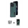 MARSİLYAN™- iPhone 16 Pro Max Kılıf Yörünge Işık Serisi - Siyah 360 Mat Full Body Arka Koruyucu + Pers Alüminyum Kamera Lens - GI