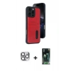 MARSİLYAN™- iPhone 16 Pro Max Kılıf Yörünge Işık Serisi - Siyah 360 Mat Full Body Arka Koruyucu + Pers Alüminyum Kamera Lens - GI