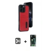MARSİLYAN™- iPhone 16 Pro Max Kılıf Yörünge Işık Serisi - Siyah 360 Mat Full Body Arka Koruyucu + PVD Metal Kamera Lens - GS