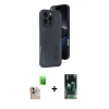 MARSİLYAN™- iPhone 16 Pro Max Kılıf Yörünge Işık Serisi - Siyah 360 Mat Full Body Arka Koruyucu + Raze Metal Kamera Lens - NLGY
