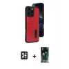 MARSİLYAN™- iPhone 16 Pro Max Kılıf Yörünge Işık Serisi - Siyah 360 Mat Full Body Arka Koruyucu + PVD Metal Kamera Lens - SH