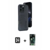 MARSİLYAN™- iPhone 16 Pro Max Kılıf Yörünge Işık Serisi - Siyah 360 Mat Full Body Arka Koruyucu + PVD Metal Kamera Lens - SH