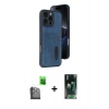 MARSİLYAN™- iPhone 16 Pro Max Kılıf Yörünge Işık Serisi - Siyah 360 Mat Full Body Arka Koruyucu + Raze Metal Kamera Lens - SH