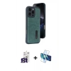 MARSİLYAN™- iPhone 16 Pro Max Kılıf Yörünge Işık Serisi - Siyah 3D Antistatik Cam Ekran Koruyucu + Bilvis Titan Kamera Lens - TMGI