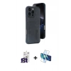 MARSİLYAN™- iPhone 16 Pro Max Kılıf Yörünge Işık Serisi - Siyah 3D Antistatik Cam Ekran Koruyucu + Bilvis Titan Kamera Lens - TMGI