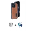 MARSİLYAN™- iPhone 16 Pro Max Kılıf Yörünge Işık Serisi - Siyah 3D Antistatik Cam Ekran Koruyucu + Pers Alüminyum Kamera Lens - GS