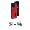 MARSİLYAN™- iPhone 16 Pro Max Kılıf Yörünge Işık Serisi - Siyah 3D Antistatik Cam Ekran Koruyucu + Pers Alüminyum Kamera Lens - GI