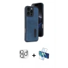MARSİLYAN™- iPhone 16 Pro Max Kılıf Yörünge Işık Serisi - Siyah 3D Antistatik Cam Ekran Koruyucu + Pers Alüminyum Kamera Lens - GS