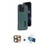 MARSİLYAN™- iPhone 16 Pro Max Kılıf Yörünge Işık Serisi - Siyah 3D Antistatik Cam Ekran Koruyucu + Pers Alüminyum Kamera Lens - CLTM