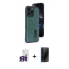 MARSİLYAN™- iPhone 16 Pro Max Kılıf Yörünge Işık Serisi - Siyah 3D Antistatik Hayalet Cam Ekran Koruyucu + Bilvis Titan Kamera Lens - SH