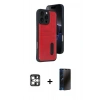 MARSİLYAN™- iPhone 16 Pro Max Kılıf Yörünge Işık Serisi - Siyah 3D Antistatik Hayalet Cam Ekran Koruyucu + PVD Metal Kamera Lens - GS