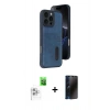 MARSİLYAN™- iPhone 16 Pro Max Kılıf Yörünge Işık Serisi - Siyah 3D Antistatik Hayalet Cam Ekran Koruyucu + Raze Metal Kamera Lens - BZ