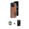 MARSİLYAN™- iPhone 16 Pro Max Kılıf Yörünge Işık Serisi - Siyah 3D Antistatik Hayalet Cam Ekran Koruyucu + PVD Metal Kamera Lens - GS
