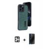 MARSİLYAN™- iPhone 16 Pro Max Kılıf Yörünge Işık Serisi - Siyah 3D Antistatik Hayalet Cam Ekran Koruyucu + PVD Metal Kamera Lens - GS