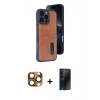 MARSİLYAN™- iPhone 16 Pro Max Kılıf Yörünge Işık Serisi - Siyah 3D Antistatik Hayalet Cam Ekran Koruyucu + Pers Alüminyum Kamera Lens - CLTM