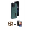 MARSİLYAN™- iPhone 16 Pro Max Kılıf Yörünge Işık Serisi - Siyah 3D Antistatik Mat Seramik Nano Ekran Koruyucu + Pers Alüminyum Kamera Lens - CLTM