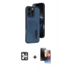 MARSİLYAN™- iPhone 16 Pro Max Kılıf Yörünge Işık Serisi - Siyah 3D Antistatik Mat Seramik Nano Ekran Koruyucu + PVD Metal Kamera Lens - GS