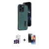 MARSİLYAN™- iPhone 16 Pro Max Kılıf Yörünge Işık Serisi - Siyah 3D Antistatik Mat Seramik Nano Ekran Koruyucu + Gümüş Bilvis Titan Kamera Lens