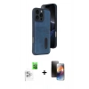 MARSİLYAN™- iPhone 16 Pro Max Kılıf Yörünge Işık Serisi - Siyah 3D Antistatik Mat Seramik Nano Ekran Koruyucu + Beyaz Raze Metal Kamera Lens
