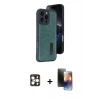 MARSİLYAN™- iPhone 16 Pro Max Kılıf Yörünge Işık Serisi - Siyah 3D Antistatik Mat Seramik Nano Ekran Koruyucu + PVD Metal Kamera Lens - GD