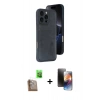 MARSİLYAN™- iPhone 16 Pro Max Kılıf Yörünge Işık Serisi - Siyah 3D Antistatik Mat Seramik Nano Ekran Koruyucu + Raze Metal Kamera Lens - CLTM