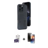 MARSİLYAN™- iPhone 16 Pro Max Kılıf Yörünge Işık Serisi - Siyah 3D Antistatik Mat Seramik Nano Ekran Koruyucu + Bilvis Titan Kamera Lens - TMGI