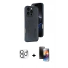 MARSİLYAN™- iPhone 16 Pro Max Kılıf Yörünge Işık Serisi - Siyah 3D Antistatik Mat Seramik Nano Ekran Koruyucu + Pers Alüminyum Kamera Lens - GS